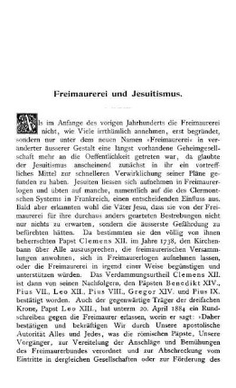 Freimaurerei und Jesuitismus.