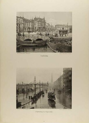 "Jungfernstieg" und "Jungfernstieg bei Regenwetter" aus der Mappe "Neue malerische Bilder aus der Freien und Hansestadt Hamburg und ihrer Umgebung"