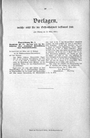 Vorlagen welche nicht für die Oeffentlichkeit bestimmt sind., 14. März 1900
