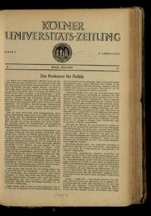 Kölner Universitäts-Zeitung / Neue Serie 2.1947/48