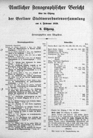 Sitzung 6, 4. Februar 1926
