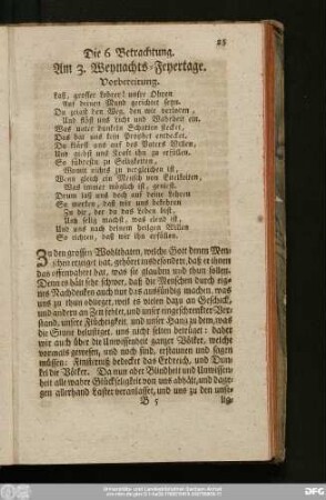 Die 6. Betrachtung. Am 3. Weynachts-Feyertage.