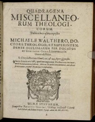 Quadragena Miscellaneorum Theologicorum