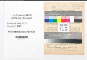 Entnazifizierung Heinrich Muensterteicher , geb. 26.04.1902 (Polizist)