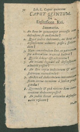 Caput Quintum. De Defensione Rei.