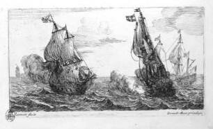 Seeschlacht : Unbekannter Künstler nach Zeeman, Reinier eigentl. Nooms, genannt Zeeman. Seeschlacht. Kupferstich, Radierung; 127 x 229 mm. Dresden: Kupferstich-Kabinett A 55 830 in A 1176 g, 1