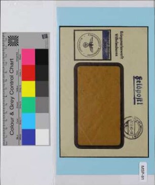Vordruck-Dienstbrief, Schiffsname/Landeinheit: Kriegsmarinewerft Wilhelmshaven; Frankatur, Mi.-Nr.: [Keine]; Poststempel: Wilhelmshaven 1 17.8.43.-18; Nebenstempel: Kriegsmarinewerft Wilhelmshaven, Frei […] durchgebalkt