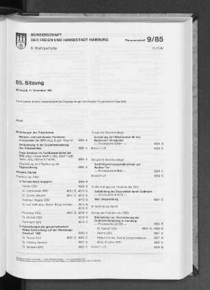 85. Sitzung