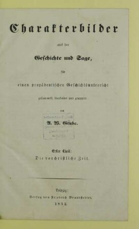 Theil 1: Die vorchristliche Zeit