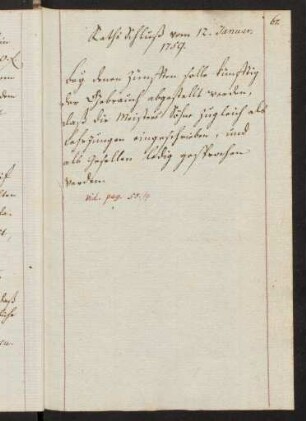 67, Raths Schluß vom 12. Januar 1759.