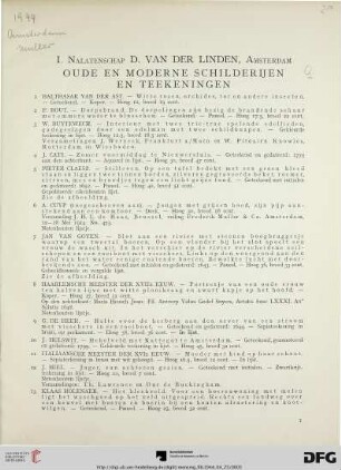 I. Nalatenschap D. van der Linden, Amsterdam; oude en moderne schilderijen en teekeningen (Nr. 1-46)