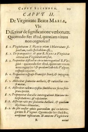 Caput II. De Virginitate Beatae Mariae, Ubi Disseritur de significatione verborum ...