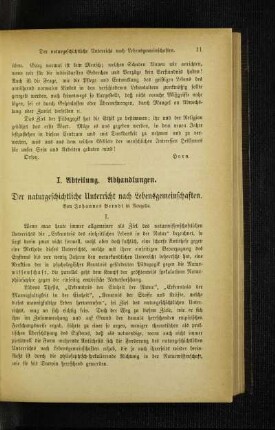 ¬Der¬ naturgeschichtliche Unterricht nach Lebensgemeinschaften