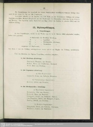 IX. Diplomprüfungen