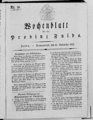 Nr. 38, Ausgabe vom 21. September 1833