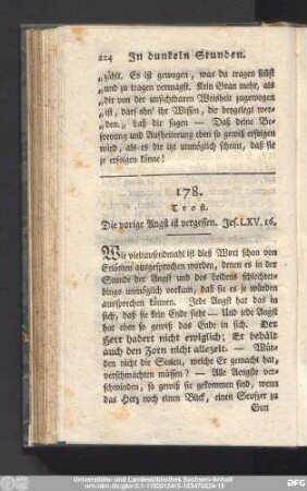 178. Trost. Die vorige Angst ist vergessen. Jes. LXV. 16