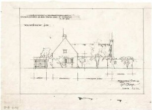 Gsaenger, Gustav; Grünwald bei München (Bayern), Herrenwiesstr.; Landhaus Franz Lurz - Entwurf, Nordwestseite (Ansicht)
