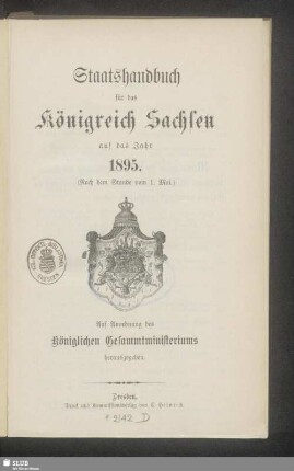 1895: Staatshandbuch für den Freistaat Sachsen