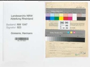 Entnazifizierung Hermann Gossens , geb. 01.03.1889 (Beamter)