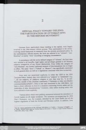 2 Official Policy Toward The Jews: The Participation Of Ottoman Jews In The Reform Movement
