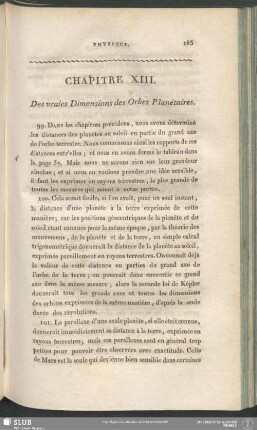 Chapitre XIII. Des vraies Dimensions des Orbes Planétaires