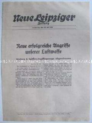 Extrablatt der "Neuen Leipziger Zeitung" zum Luftkrieg gegen Großbritannien
