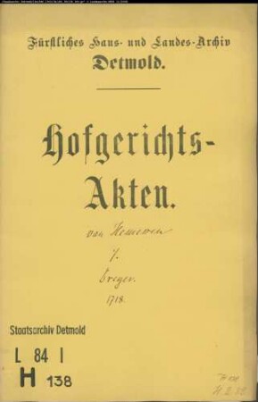 von Hemessen, Christoph Bernhard in Bremen gegen Bürgermeister Joh. Christoph Dreyer zu Barntrup - Schuldforderung