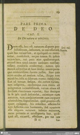 Pars Prima De Deo