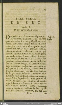 Pars Prima De Deo