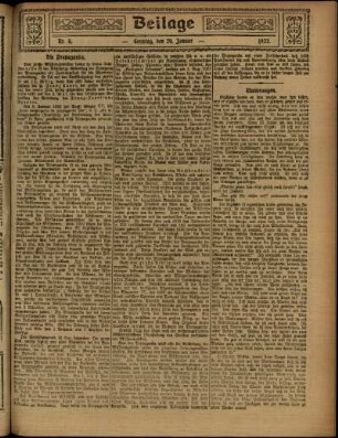 Zweite Ausgabe vom Sonntag, den 29. Januar 1922.