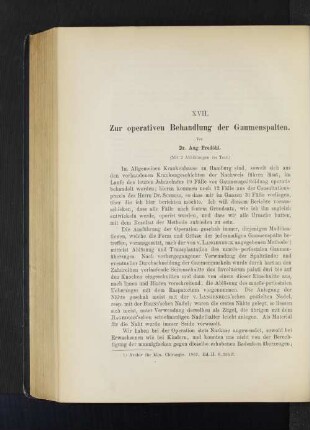XVII. Zur operativen Behandlung der Gaumenspalten.