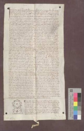 Der Notar Kaspar vidimiert im Auftrag des Speyrer Hofgerichts und auf Bitten des Klosters Frauenalb die Urkunde Bischof Gerhards von Speyer vom 7. Juli 1363 über die Inkorporation der Pfarrei Königsbach in das Kloster Frauenalb.