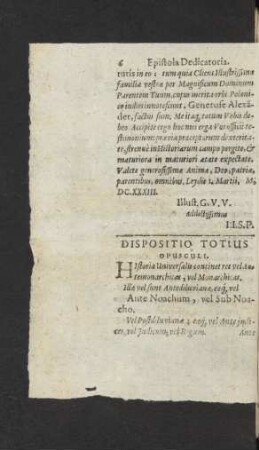 Dispositio Totius Opusculus