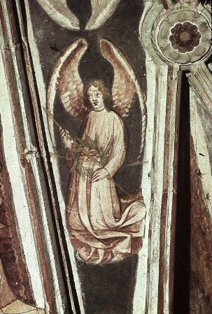 Christus, Maria, Kirchenväter, Evangelistensymbole und Engel mit den Leidenswerkzeugen