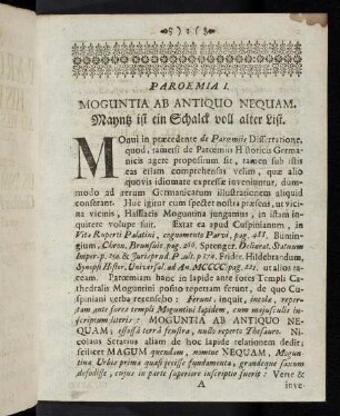 1-11 Paroemia I, Moguntia ab antiquo nequam