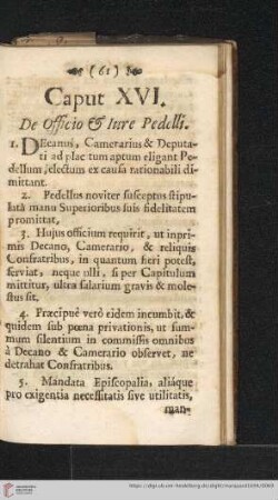 Caput XVI: De officio & iure pedelli