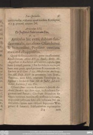 Articulus III. De Iustitiâ Fidei coram Deo.