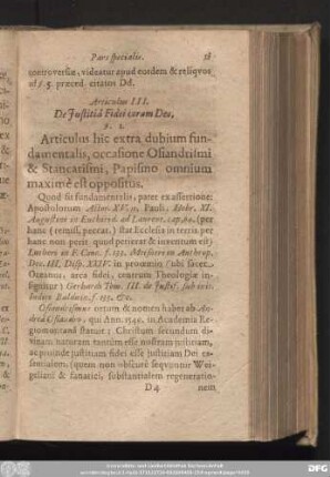 Articulus III. De Iustitiâ Fidei coram Deo.