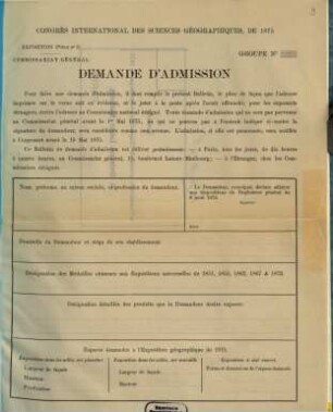 Demande d'admission