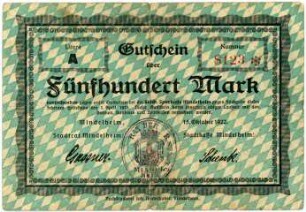 Geldschein / Notgeld, 500 Mark, 15.10.1922