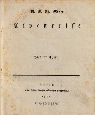 Alpenreise : vom Jahre 1781, 2