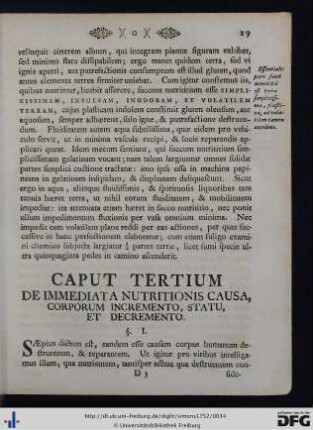 Caput Tertium. De Immediata Nutritionis Causa, Corporum Incremento, Statu, Et Decremento.