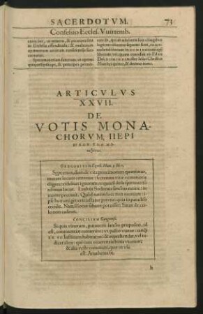 Articulus XXVII. Votis Monachorum ...