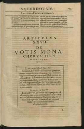Articulus XXVII. Votis Monachorum ...