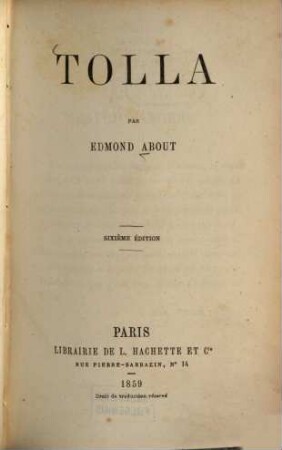 Tolla : Par Edmond About
