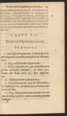 Caput VII. De speciali dispositione oratoria.