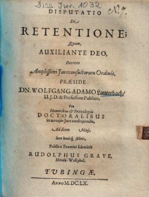 Disputatio De Retentione