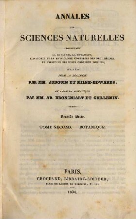 Annales des sciences naturelles. Botanique. 2, 2. 1834