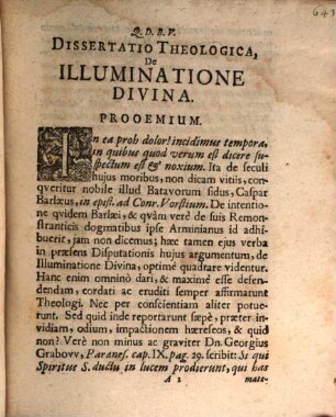 Diss. theol. de illuminatione divina