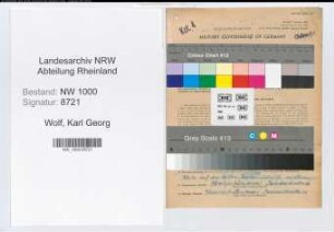 Entnazifizierung Karl Georg Wolf, geb. 22.10.1885 (Telegrafensekretaer)